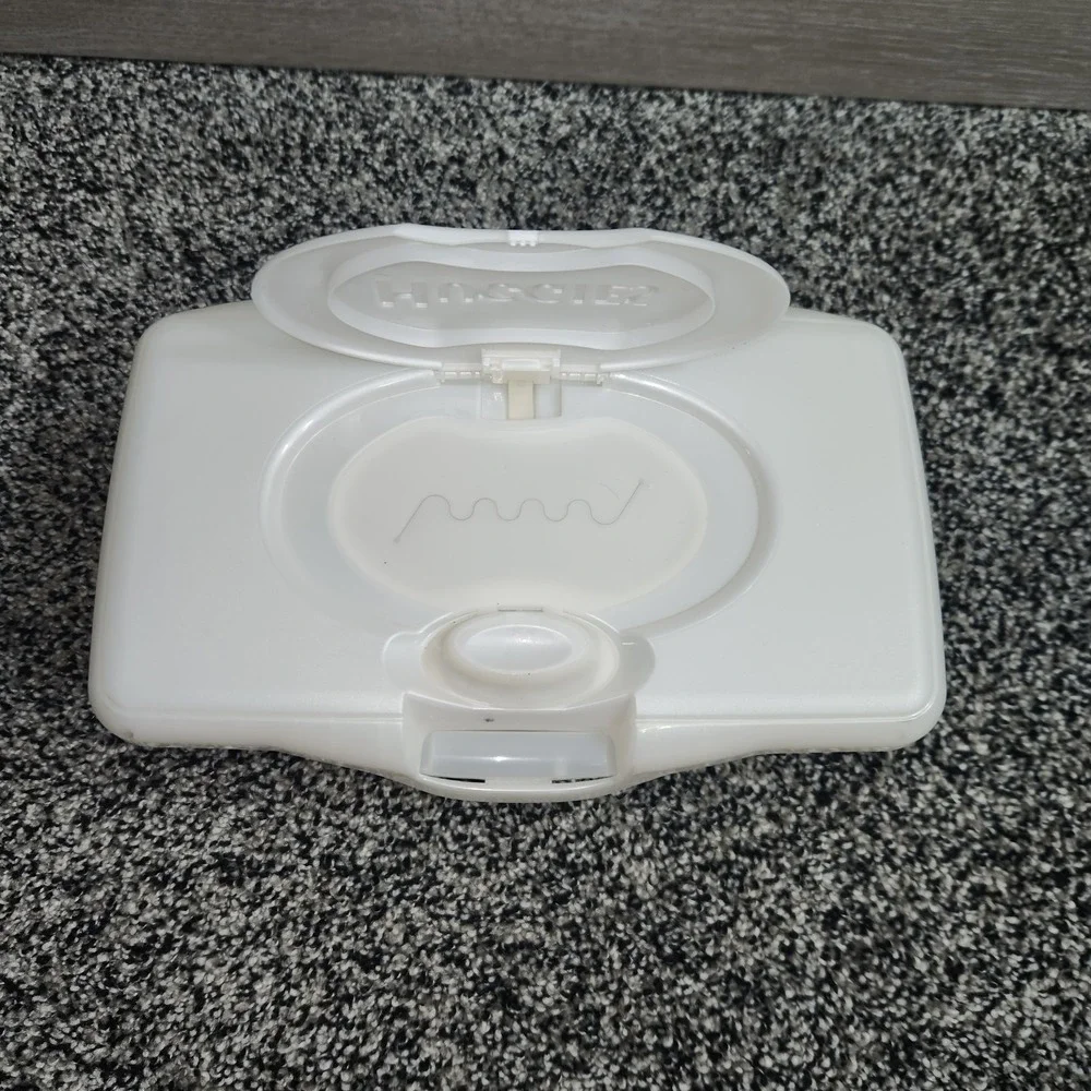 Huggies Baby Wipes Container EMPTY Wipe Case Holder White Leaves Circles Nature